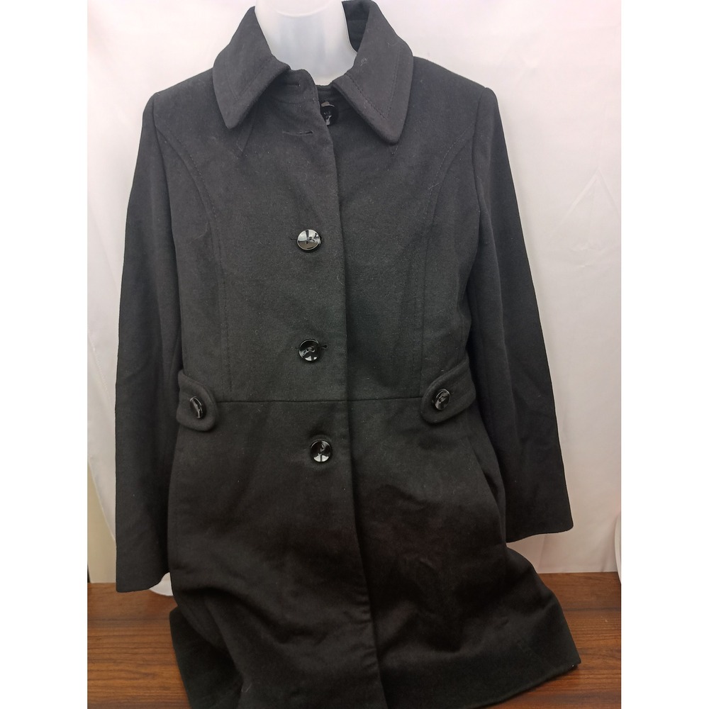 Kristen blake 12P wool‎ long belted pea coat work business office outerwear